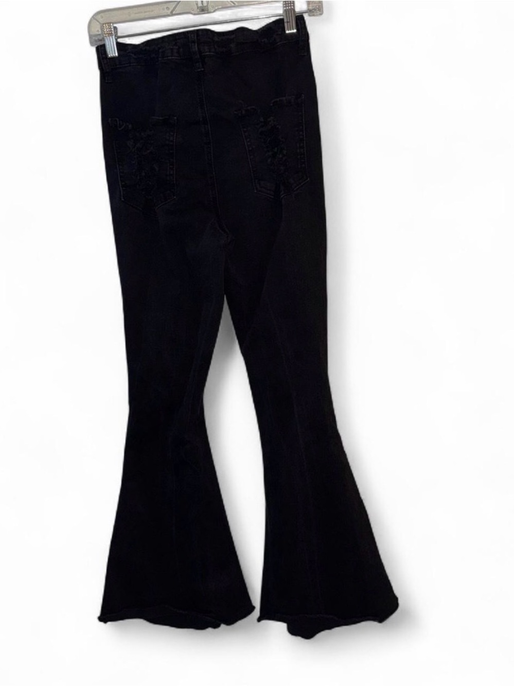 Y2K Vintage Black Distressed Wide Flare Jeans Size 11 (M/L) - Picture 5 of 7